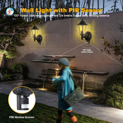 Extrastar Vintage Wall Light W/E27 L/H With PIR Black