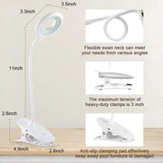 Extrastar Clip On Dimmable Desk Lamp With USB 3w White