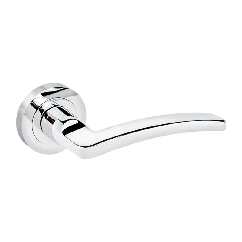 Securit Nova Lever On Rose Handle Pair Polish Chrome Plated
