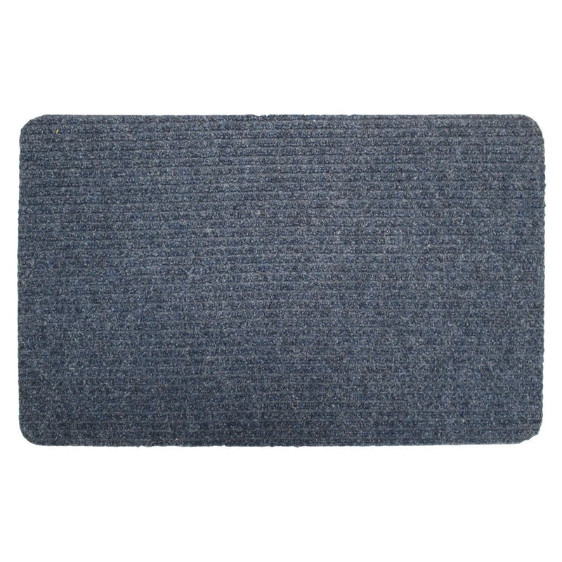 Groundsman Basic Ribbed Indoor Doormat 50 x 80cm Blue
