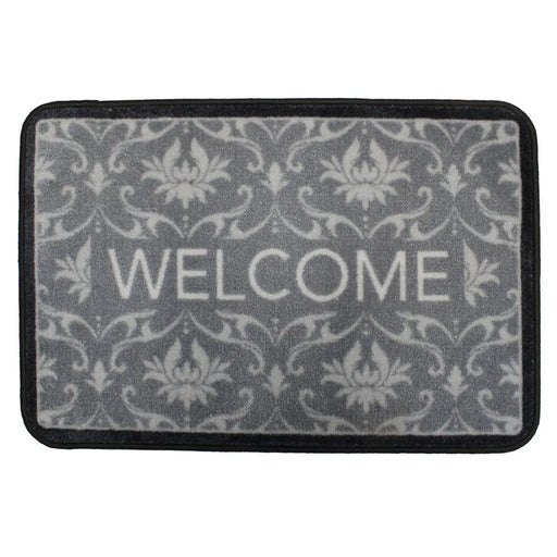 Groundsman Supersoft Washable Mat 50 x 75cm Welcome Floral Grey