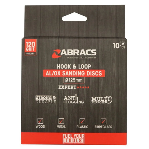 Abracs Hook & Loop Disc Pack 10 125mm x 120 Grit
