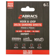 Abracs Hook & Loop Delta Sanding Sheet Pack 6 93mm x 93mm