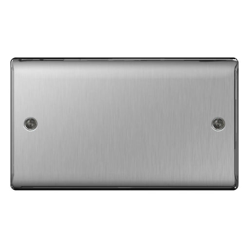 BG Brushed Steel Blank Plate 2 Gang