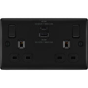 BG Double Power Socket With USB 13a Matt Black