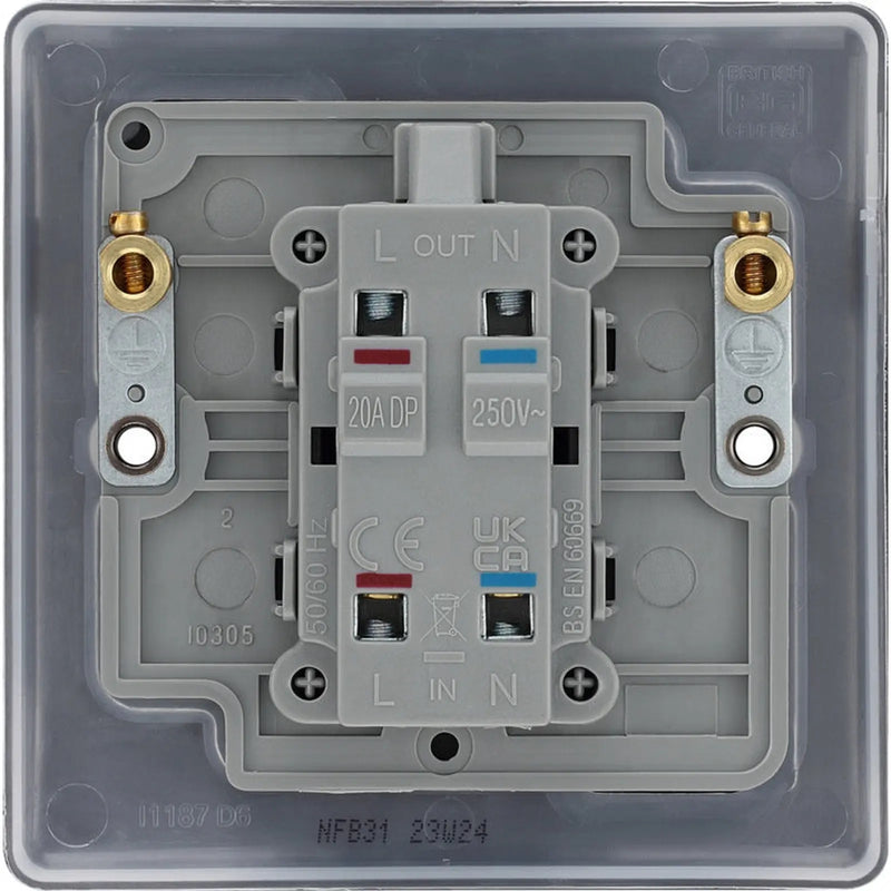 BG Double Pole Switch With Power Indicator 20a Black