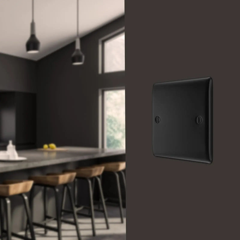 BG Single Blank Plate Matt Black
