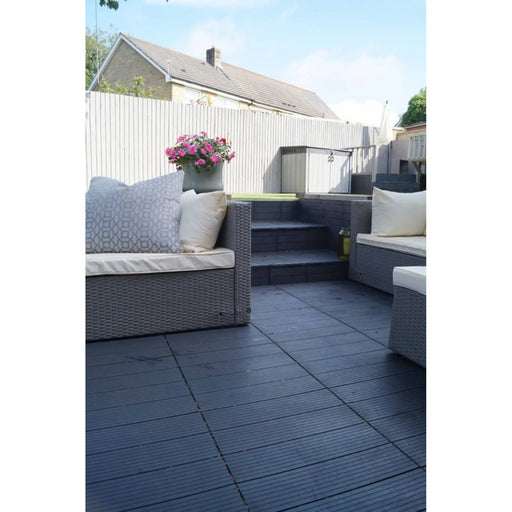 Primeur Interlocking Deck Tiles Pack of 6 Cosmopolitan Graphite 2x30x30cm
