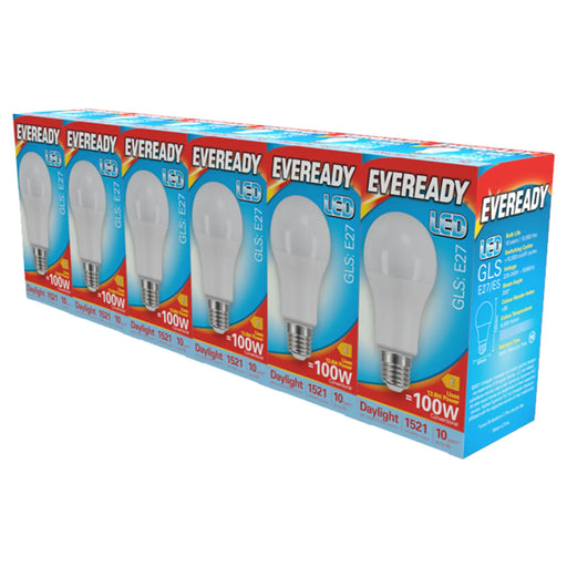 Eveready LED GLS ES E27 Pack 6 6500k/1521lm