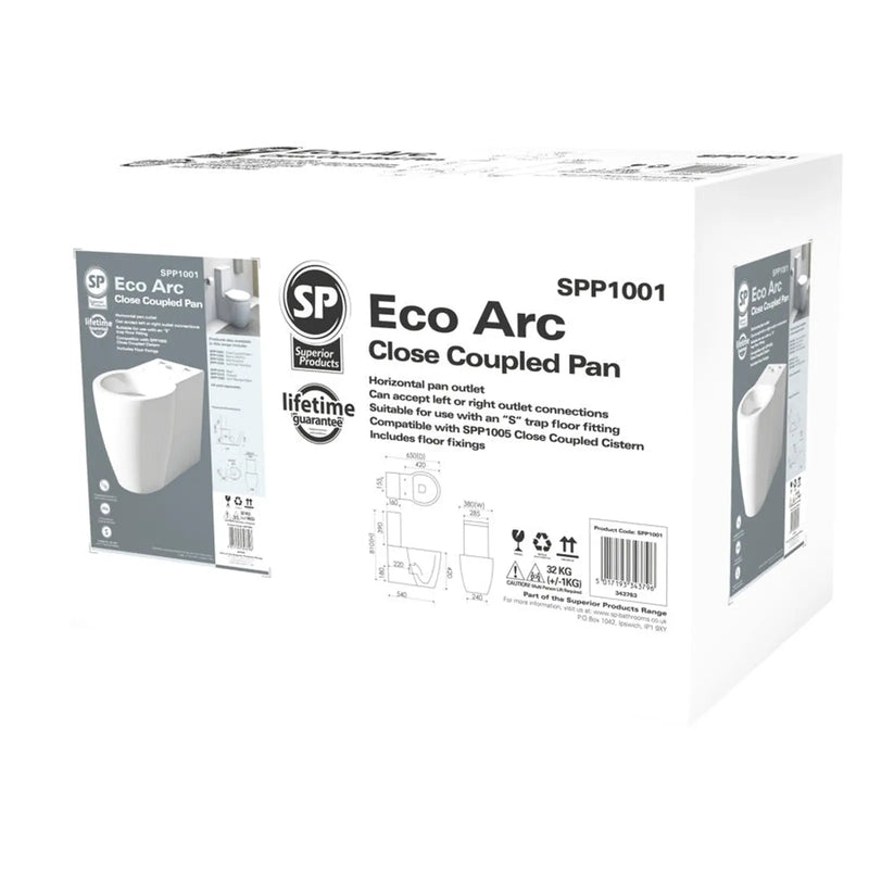 SP Eco Arc Close Coupled Pan W: 380mm H: 420mm D: 650mm