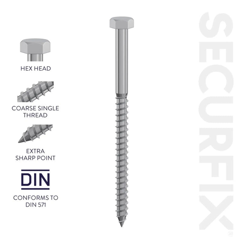 Securfix Coach Screws DIN571 M6 x 100mm Pack of 100