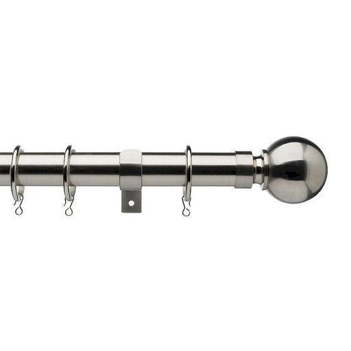 Universal Universal 16/19mm extendable ball finial metal pole set in satin steel 120-200cm