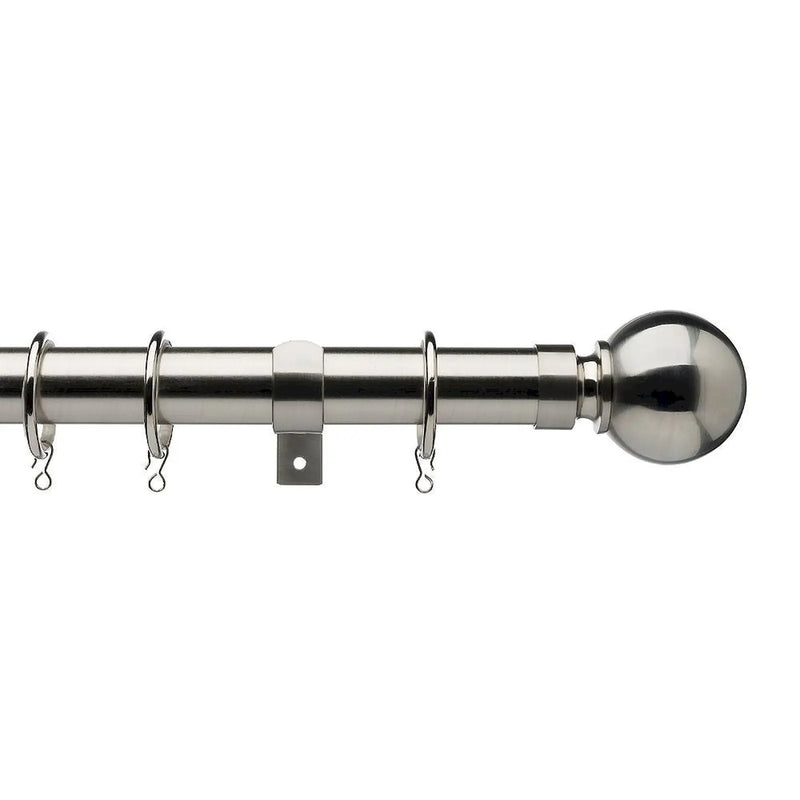 Universal Universal 16/19mm extendable ball finial metal pole set in satin steel 120-200cm