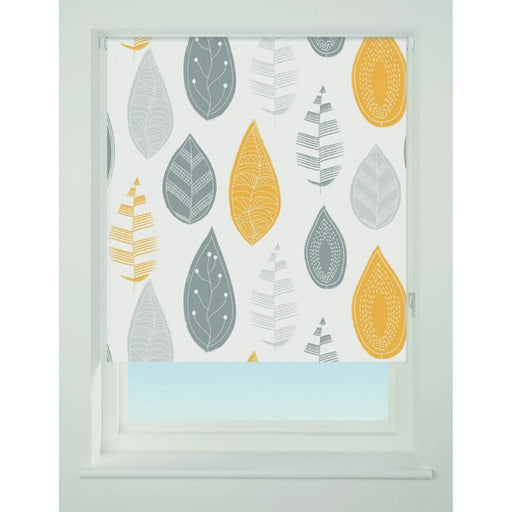 Universal Pattern Black Out Roller Blind Leaf Yellow 90cm