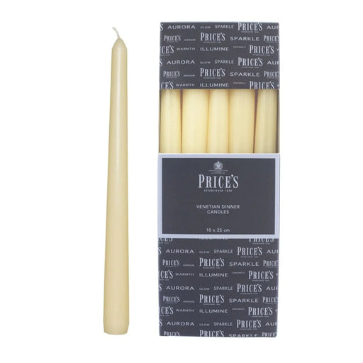 Price's Candles Venetian 10" Candle Pack 10 Ivory