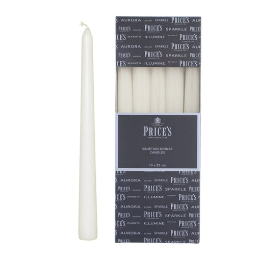 Price's Candles Venetian 10" Candle Pack 10 White