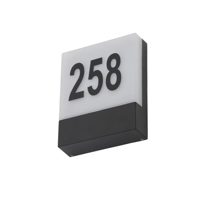 Zinc Iota LED Door Number Light Black 6w