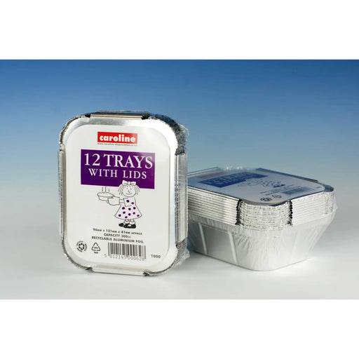 Caroline Foil Trays With Lids Mini, Pack 12
