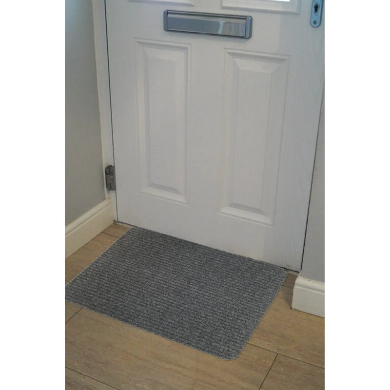 JVL Ribbed Indoor Doormat 50 x 80cm Light Grey