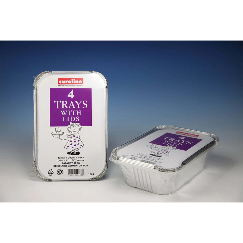 Caroline Foil Trays With Lids 30oz, Pack 4