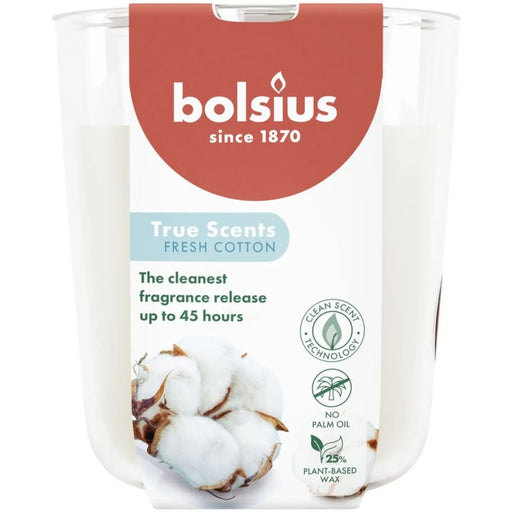Bolsius Large Fragranced Candle In Glass Jar Fresh Cotton