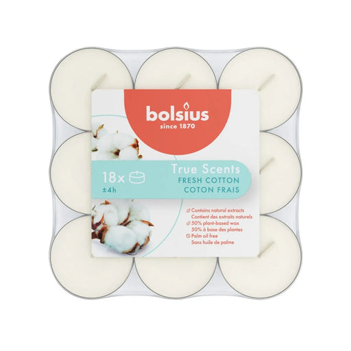 Bolsius Fragranced Tealight 4 Hour Pack 18 Fresh Cotton
