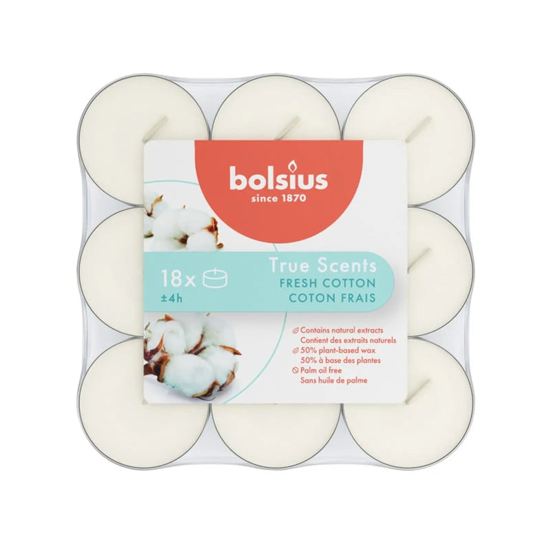 Bolsius Fragranced Tealight 4 Hour Pack 18 Fresh Cotton