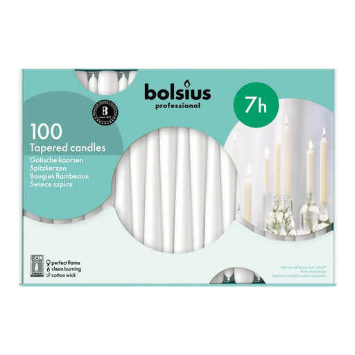 Bolsius Tapered Candles Box 100 White