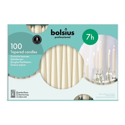 Bolsius Tapered Candles Box 100 Ivory