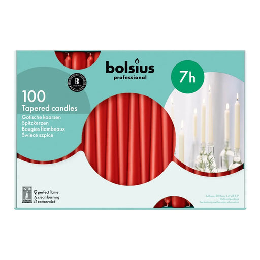 Bolsius Tapered Candles Box 100 Red