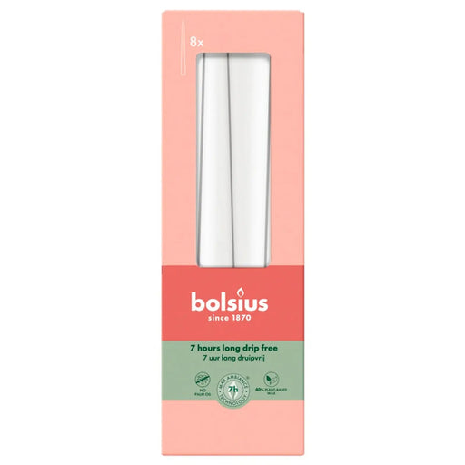 Bolsius Tapered Candles Cloudy White Box 8