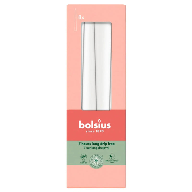 Bolsius Tapered Candles Cloudy White Box 8