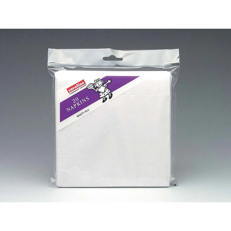 Caroline 2 Ply Napkins White Pack 20