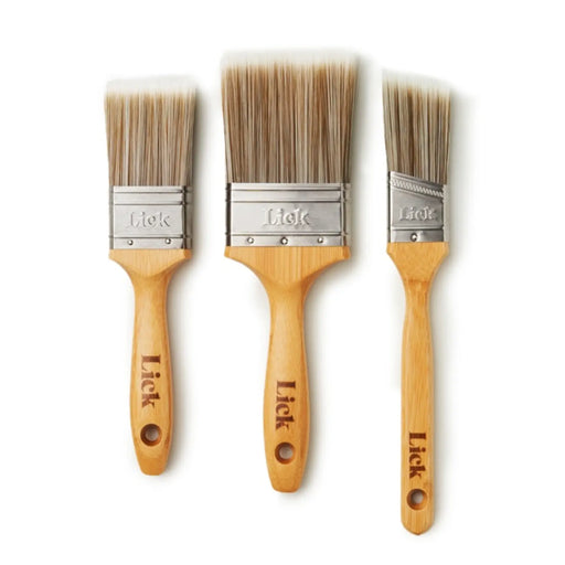 LickTools Bamboo Handle Brush Set 1.5" Angled / 2" Flat / 3" Flat