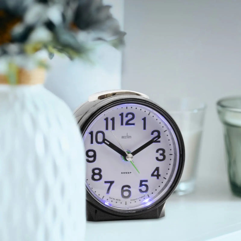 Acctim Eden Sweep Alarm Clock Pearl Black