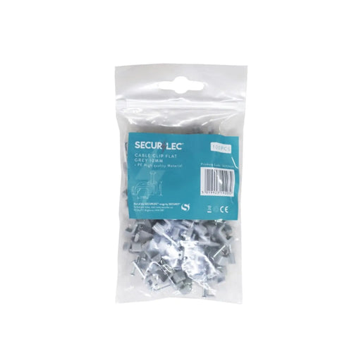 Securlec Cable Clips Flat Grey 2.5mm 100 Piece