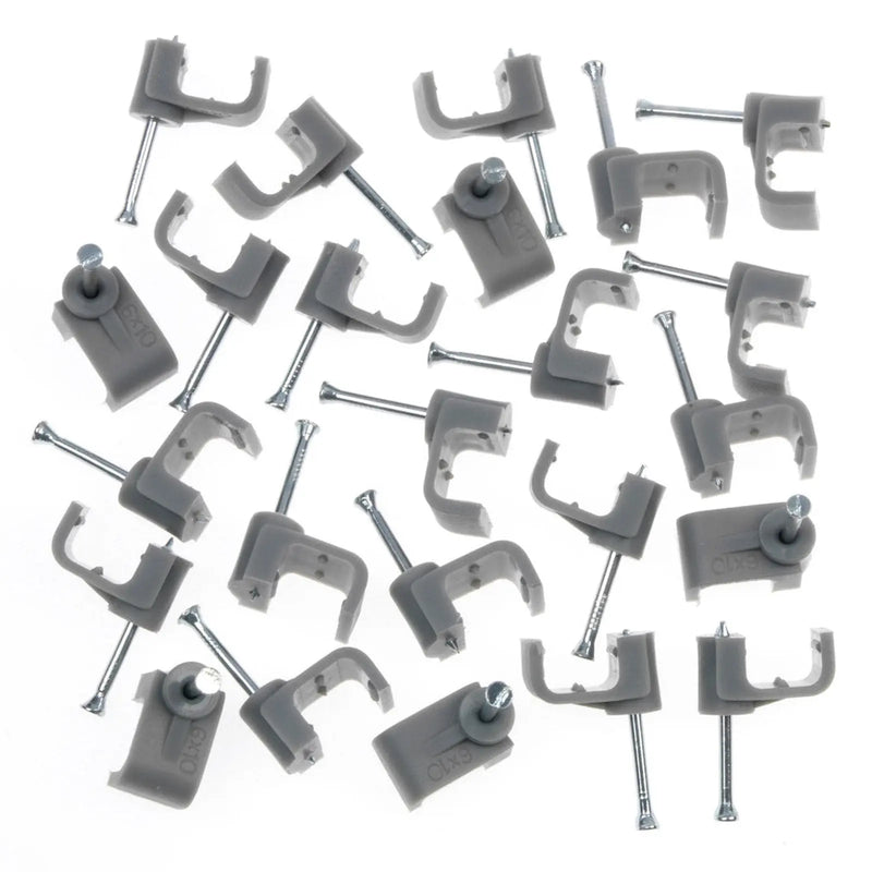 Securlec Cable Clip Flat Grey 9mm 50 Pieces
