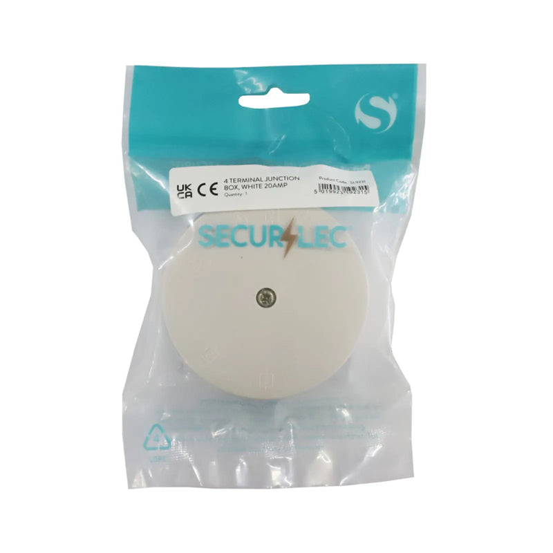 Securlec 4 Terminal Junction Box White 20A 80mm