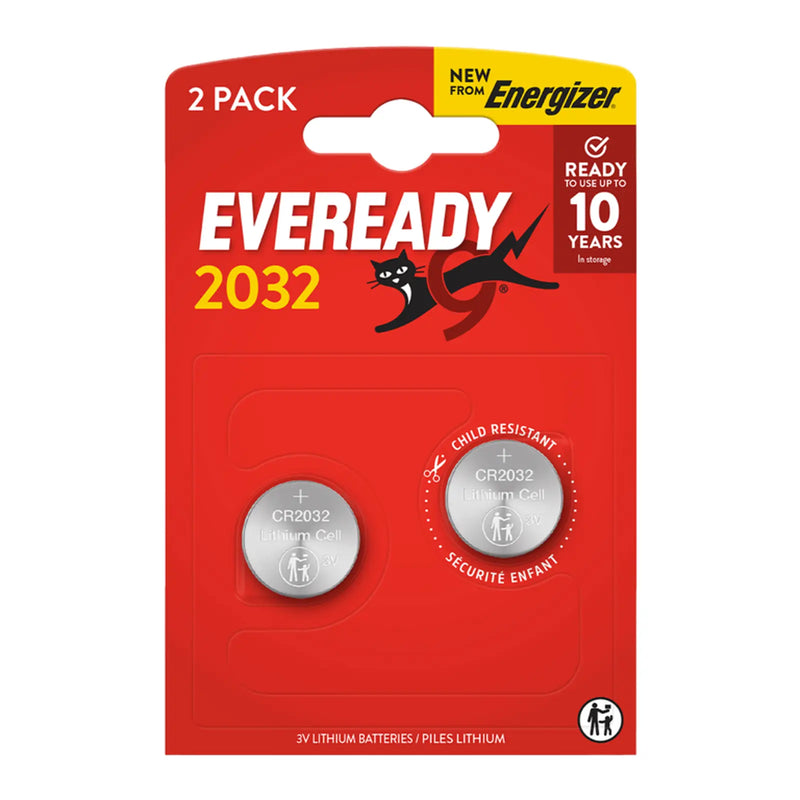 Eveready Lithium CR2032 Batteries Card of 2