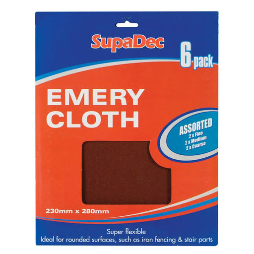 SupaDec Emery Cloth Pack 6 Assorted