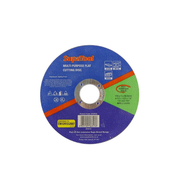 SupaTool Multi Purpose Flat Cutting Disc 115mmx1mm