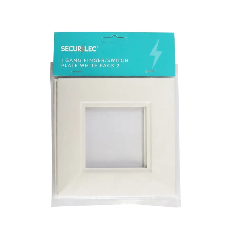 Securlec White Finger Plates for Flush Wall Switches Square Edge Pre-Packed (2)