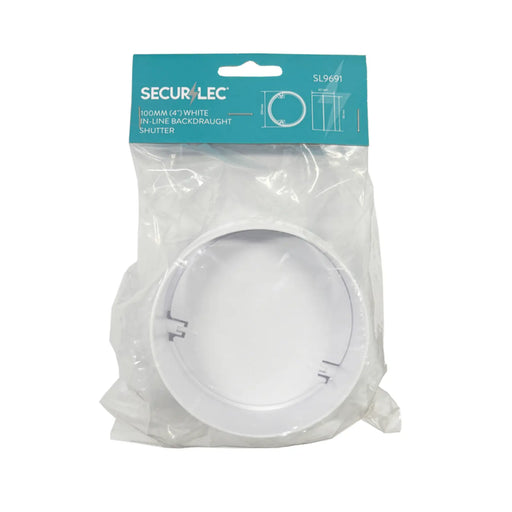 Securlec White Inline Backdraught Shutter 100mm 4"