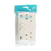 Securlec 2 Gang Switched Socket Double Pole With USB A + C Round Edge