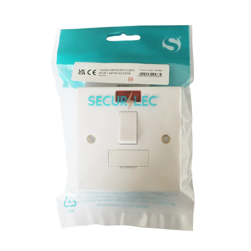 Securlec Square Edge 1 Gang Switched Fuse