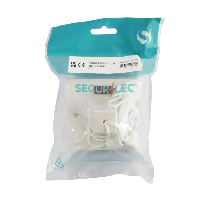 Securlec 1 Gang Ceiling Switch with Neon Round Edge