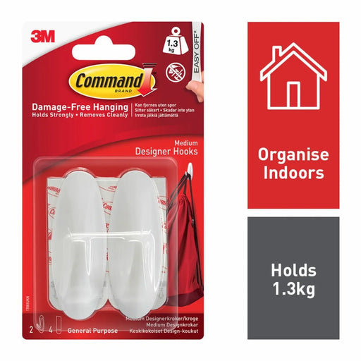 Stax Command™ Medium Designer Hooks 2 Hooks, 4 Medium Strips