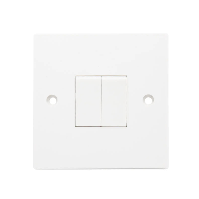 Securlec Square 2 Gang 2 Way Light Switch Square Edge