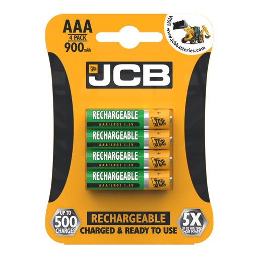 JCB Rechargeable AAA Batteries 4 Pack 900mAh