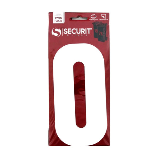 Securit White Self Adhesive Wheelie Bin Numbers Pack 2 No 0 170mm